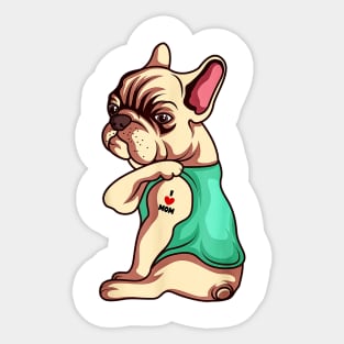 French Bulldog Tattoo I Love Mom Sticker